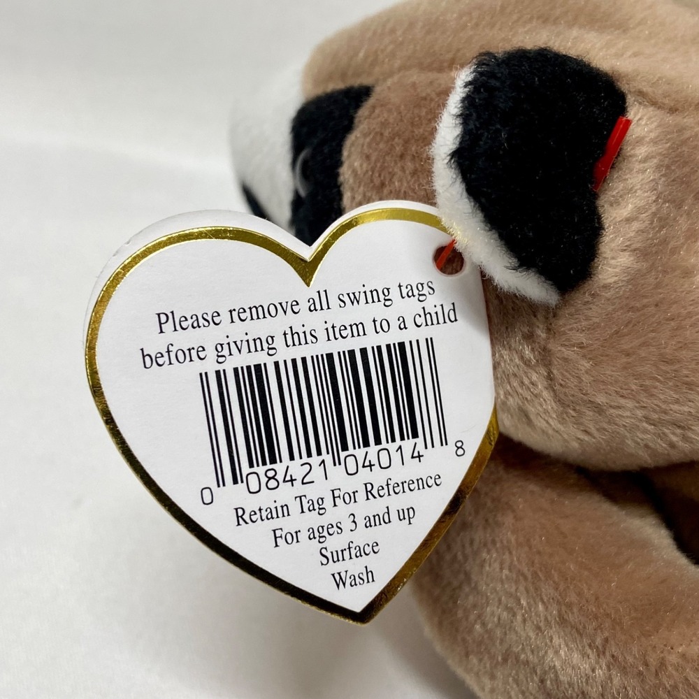 Vintage Ty Beanie Babies Ringo Baby Raccoon Retired 1995 Plush PVC Rare See Tags - Picture 9 of 16